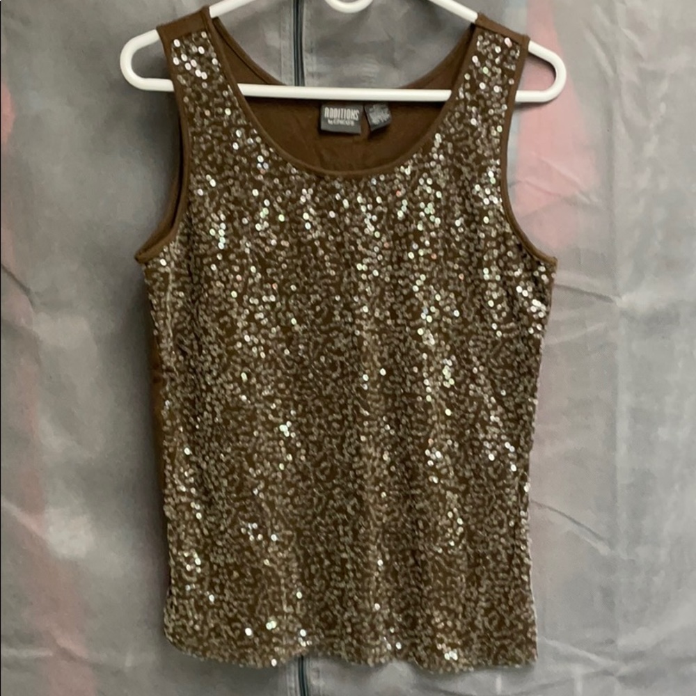 Brown tank with sequins